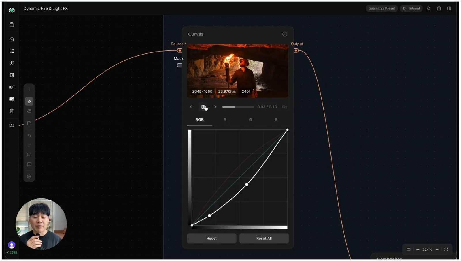 Final color grade matching fire warmth across the close-up and wide shots